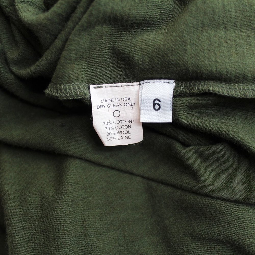 Gary Graham Green Knit Dress SZ 6 Wool Cotton Sleeveless Cowl Neck Layered Shift - Picture 12 of 12